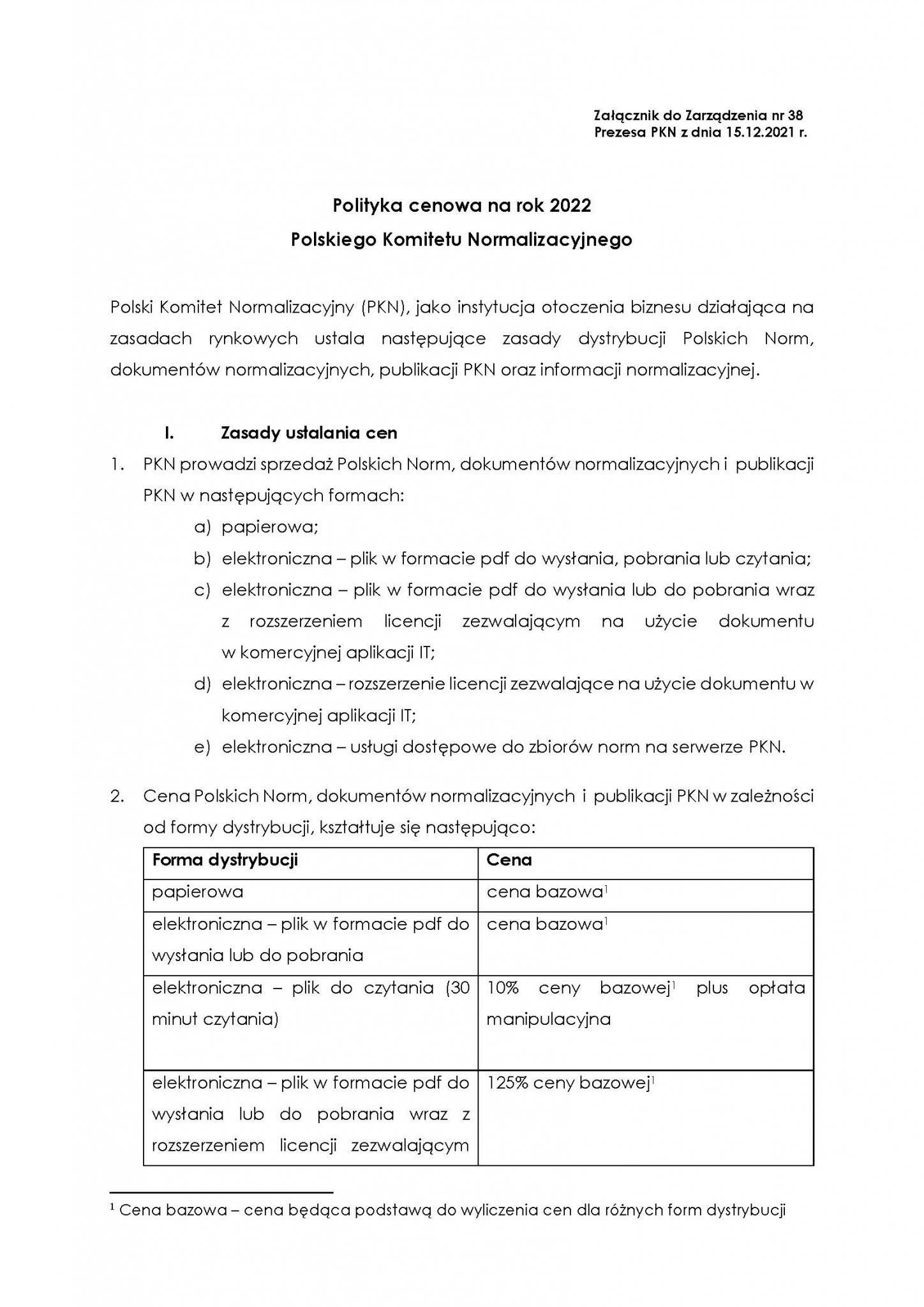 Print screen pierwszej strony dokumentu Polityka cenowa PKN 2021, otwierający całość tego dokumentu w formie PDF